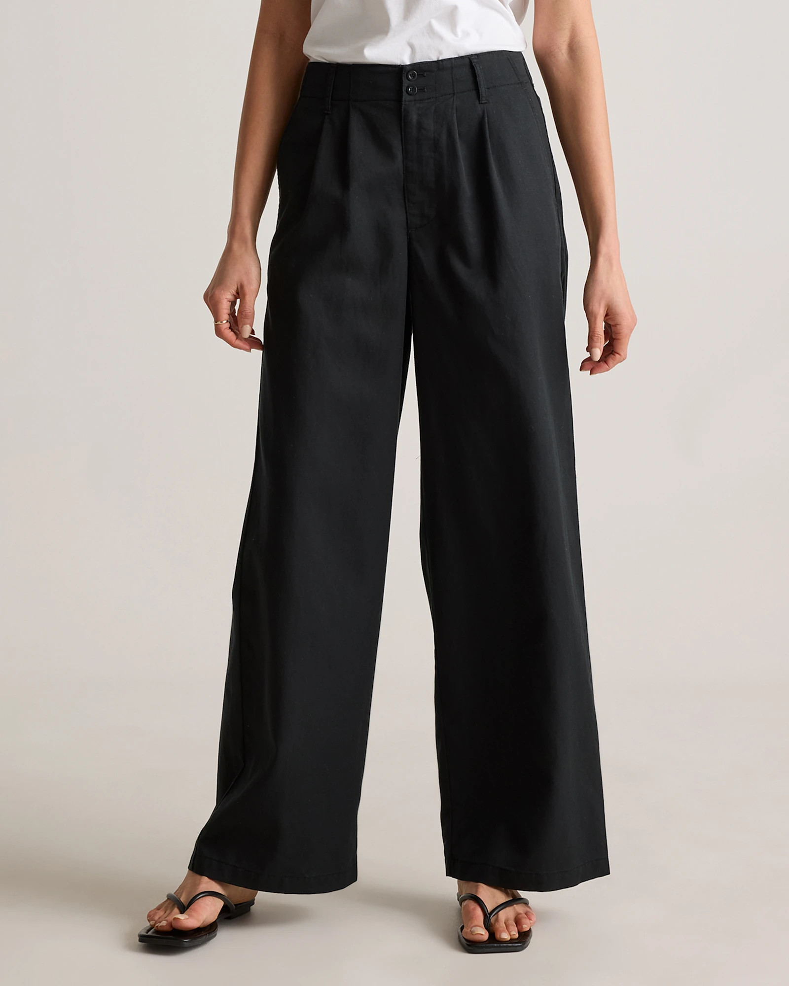 Drapey Twill Pleated Trouser in True Black | Quince