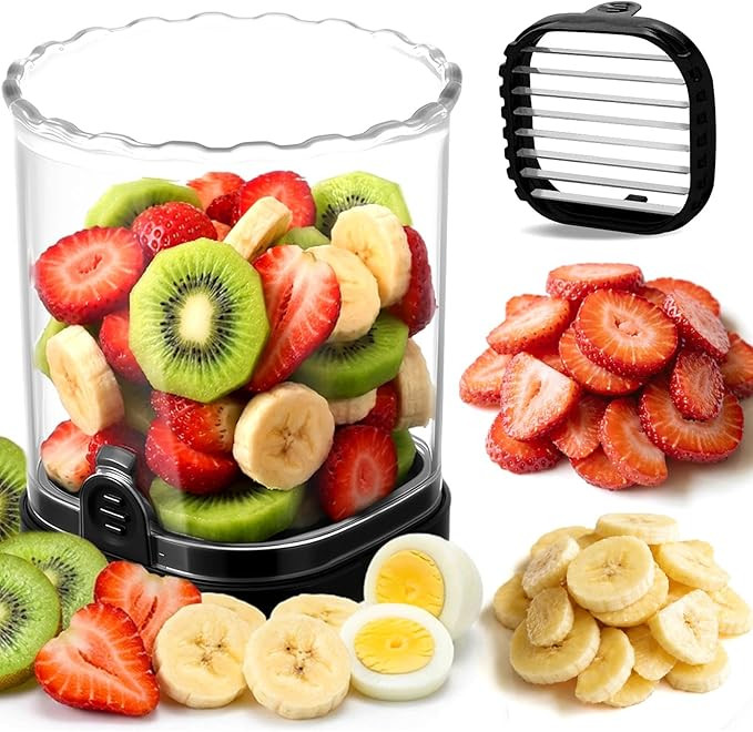 Hendiy Strawberry Slicer with Stainless Blades | Egg & Fruit Slicer Cup for Banana, Cucumber, Mus... | Amazon (US)
