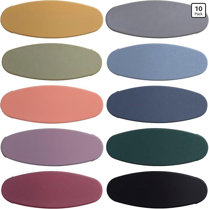 10pcs Oval Snap Hair Clip, Large Matte Hair Barrettes, Colorful Metal Long Hair Pins Valentines W... | Amazon (US)