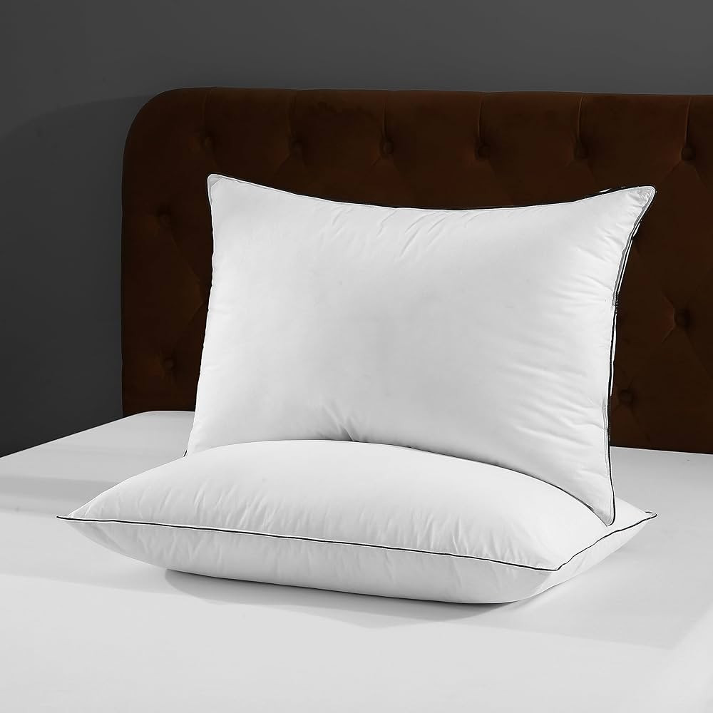 Organic Feather Down Pillows for Sleeping | Set of 2 King Size Organic Pillow Inserts | Soft Medi... | Amazon (US)