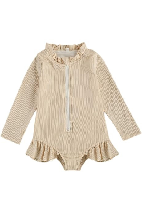 Merqwadd Toddler Baby Girl Swimsuit Rash Guard Long Sleeve One Piece Swimwear Bathing Suit for 1-5Ye | Amazon (US)