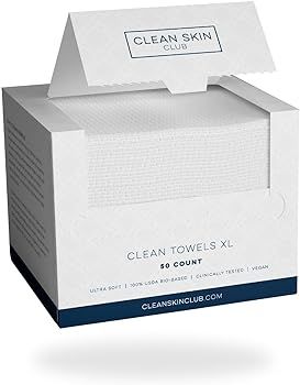 Clean Skin Club Clean Towels XL, 100% USDA Biobased Face Towel, Disposable Face Towelette, Makeup... | Amazon (US)