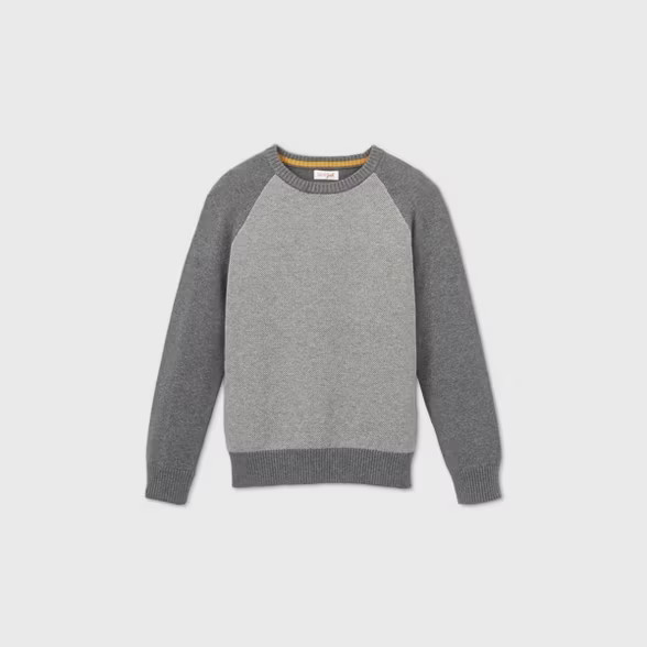 Boys' Holiday Raglan Sleeve Crew Neck Sweater - Cat & Jack™ Dark Gray | Target
