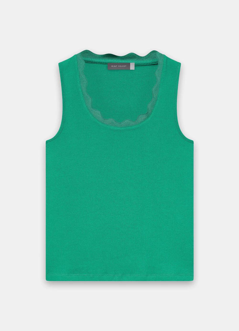 Green Scallop Trim Vest Top | Mint Velvet