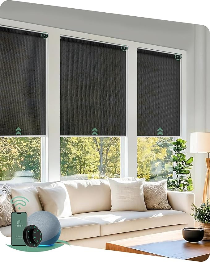 Yoolax Motorized Blinds with Remote, Flame Resistat Smart Roller Shades Work with Alexa, Google, ... | Amazon (US)