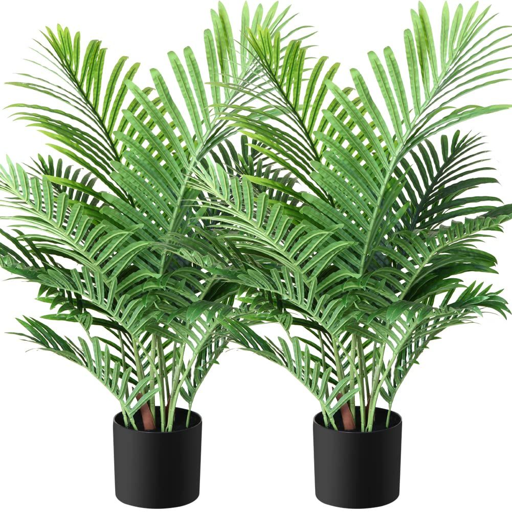 Fopamtri Fake Majesty Palm Plant 3 Feet Artificial Majestic Palm Faux Ravenea Rivularis in Pot for I | Amazon (US)