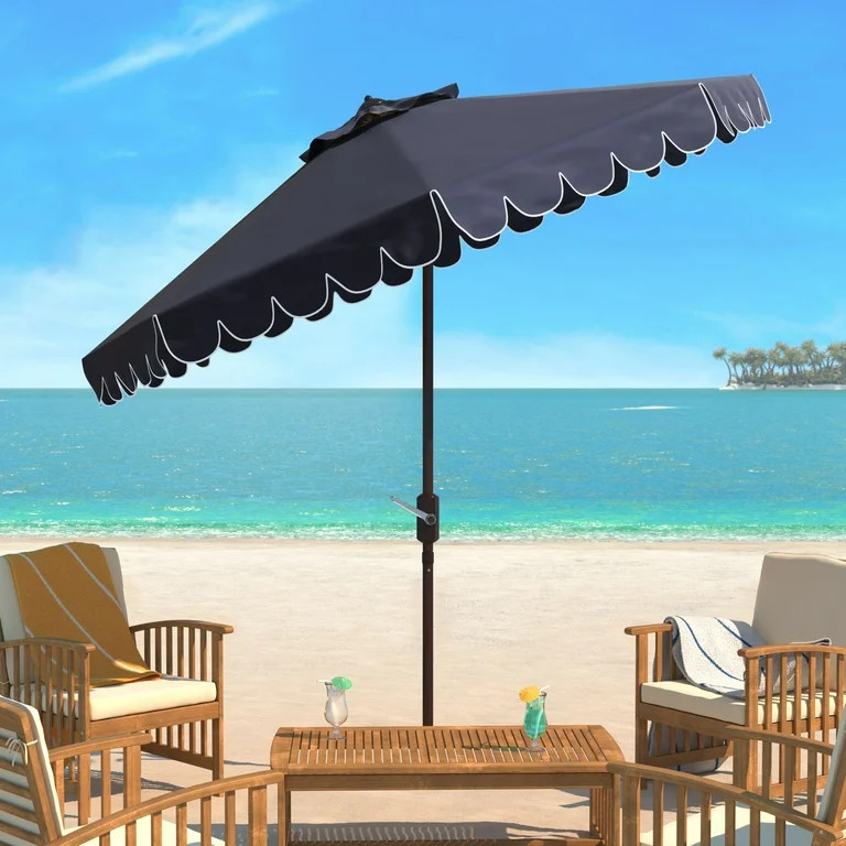 Safavieh Venice 9' Market Crank Tilt Patio Umbrella, Navy/White | Walmart (US)