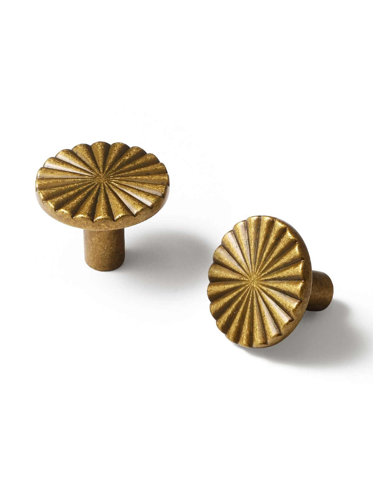 10 Pack Antique Brass Cabinet Knobs Vintage Flat Drawer Pulls Kitchen Cupboard Bathroom Dresser C... | Amazon (US)