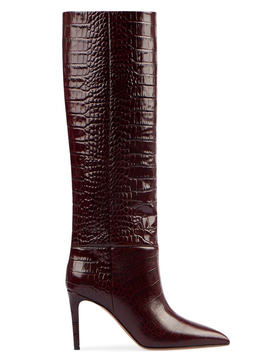 85MM Snake-Embossed Leather Stiletto Boots | Saks Fifth Avenue