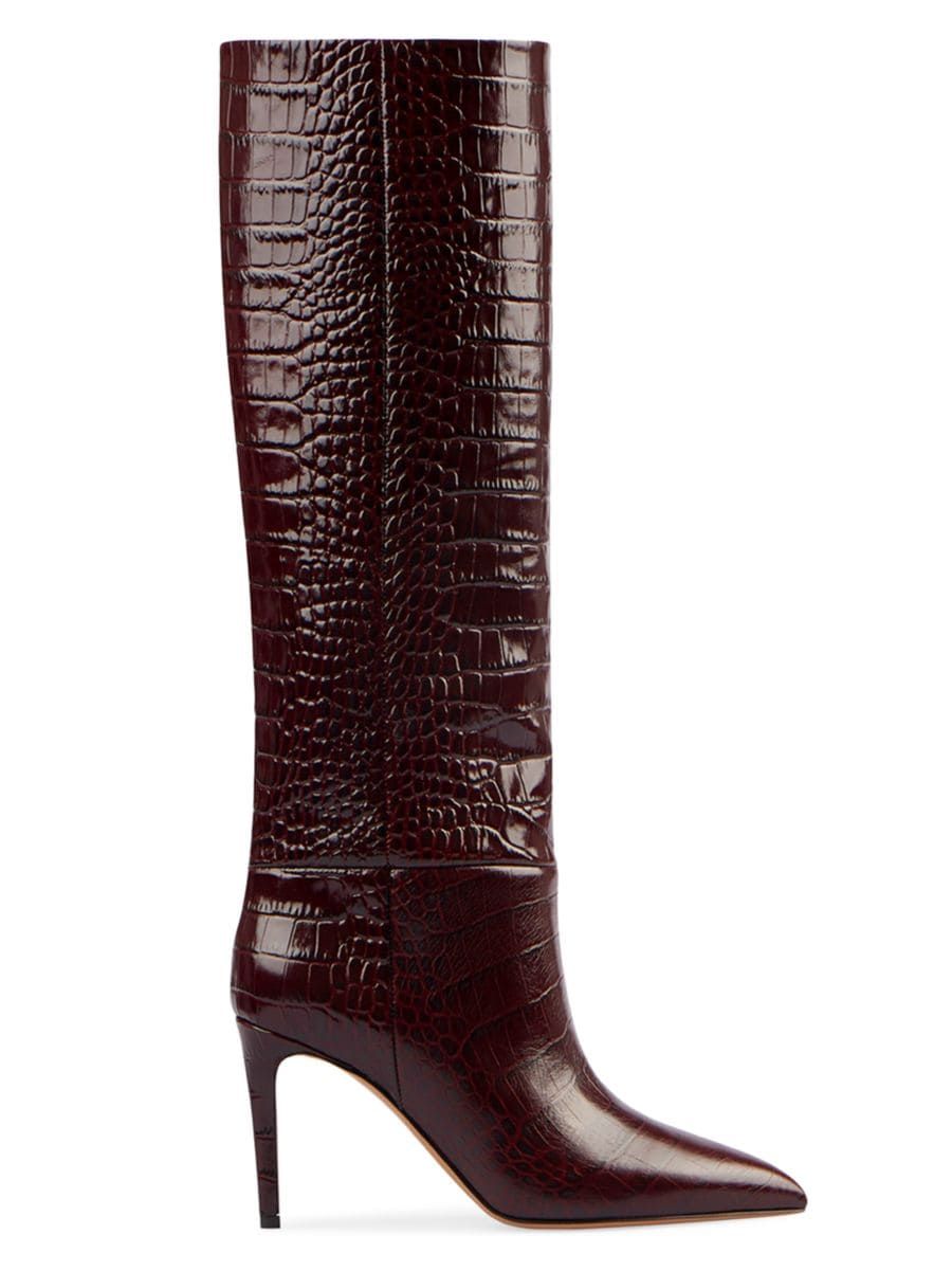 85MM Snake-Embossed Leather Stiletto Boots | Saks Fifth Avenue