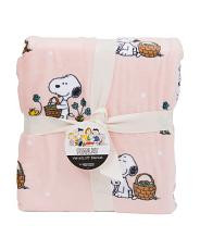 Snoopy The Easter Bunny Blanket | TJ Maxx