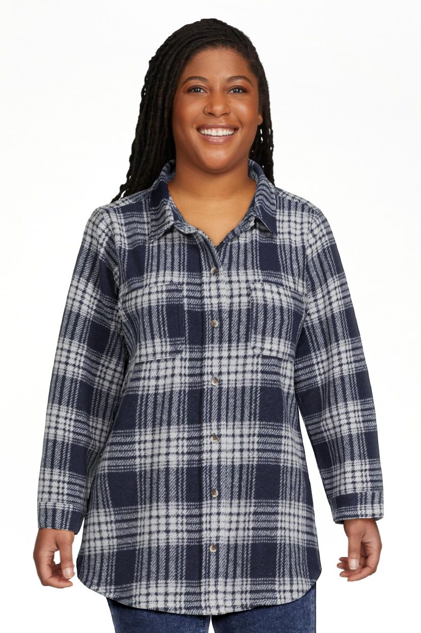 Time and Tru Women's Plaid Button Down Shirt | Walmart (US)