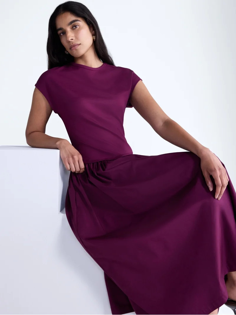 Scoop Women\u2019s Maxi Dress with Short Dolman Sleeves, Sizes XS-4X | Walmart (US)