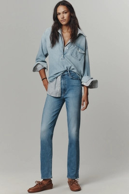 MOTHER The Dazzler Flood Mid-Rise Straight-Leg Jeans | Anthropologie (US)