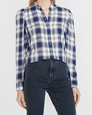 Plaid Puff Sleeve Shirt | Express