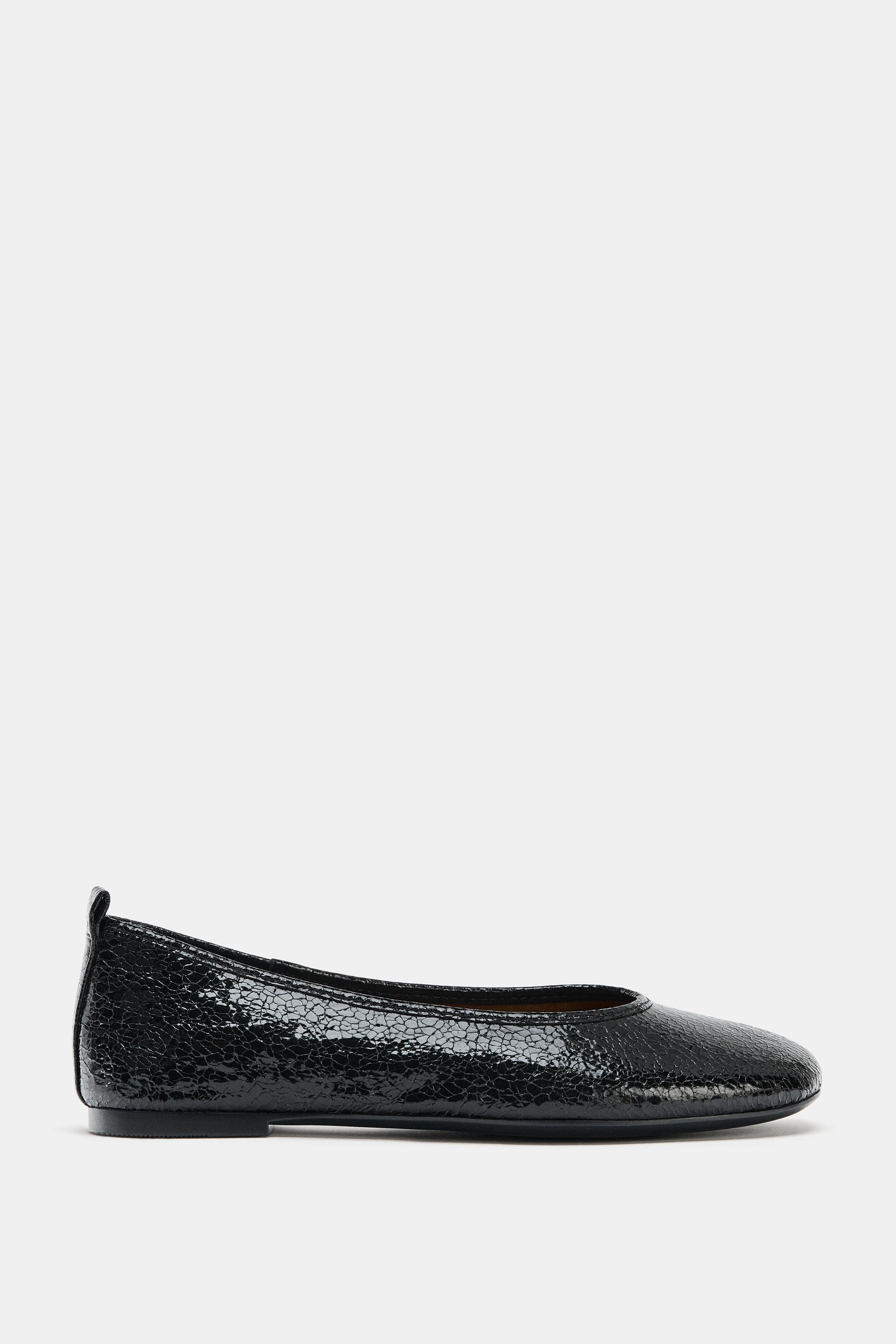 CRACKLED EFFECT BALLET FLATS | Zara UK