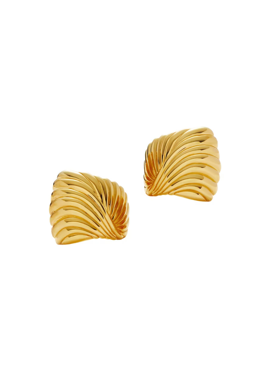 18K-Gold-Plated Ridged Stud Earrings | Saks Fifth Avenue