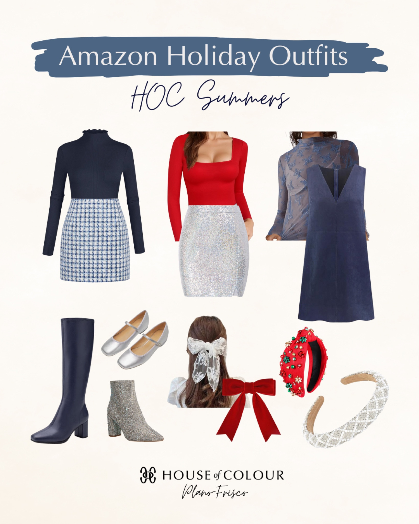 Holiday outfits for House of Colour Summers that will arrive this week (thanks Amazon Prime!) 🎉

#dress #holidaydress #boots #boes #headbands 

#LTKHoliday #LTKparties #LTKSeasonal