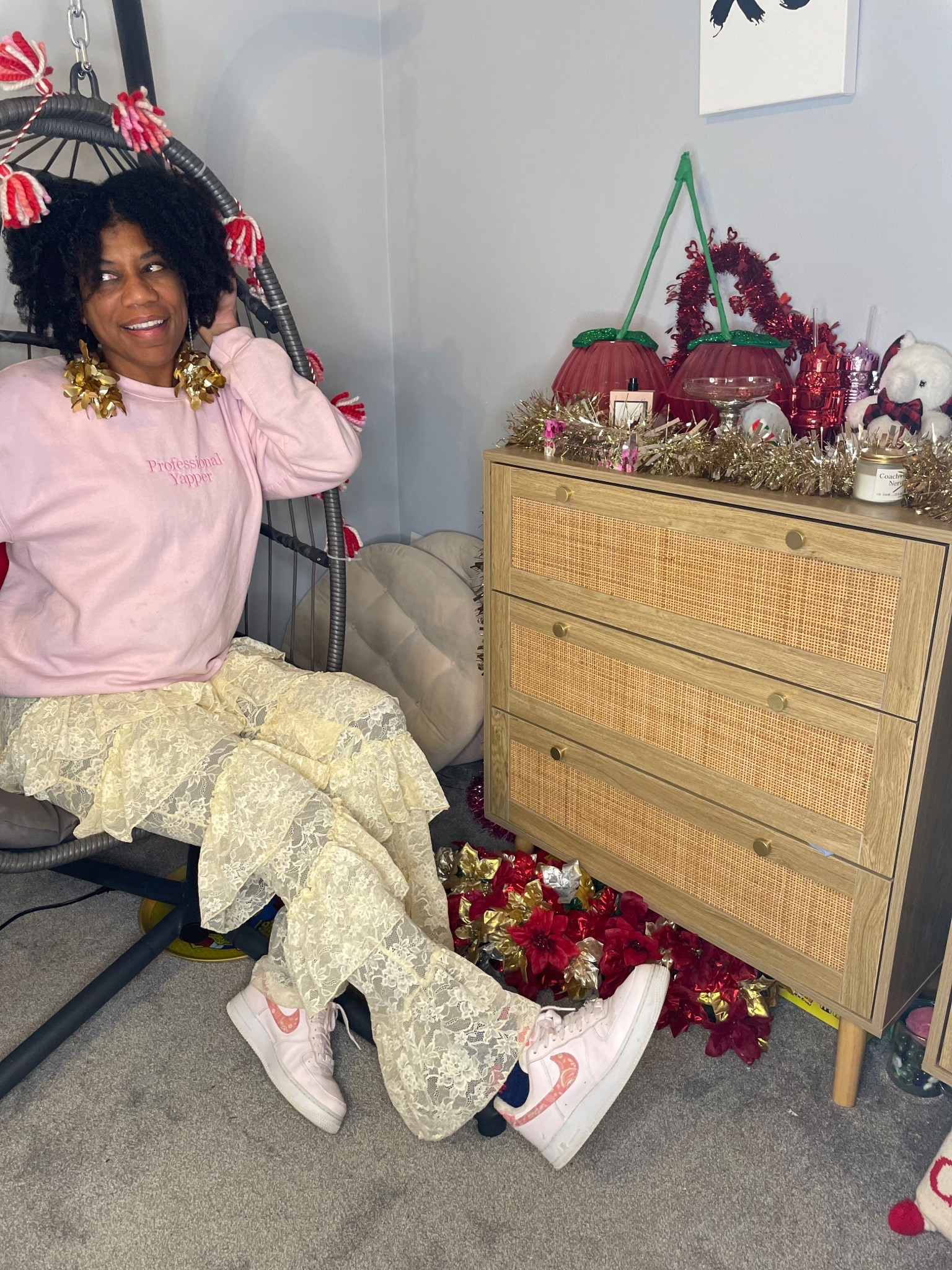 Pink professional yapper sweatshirt +
Lace pants +
Pink Air Force 1’s

#LTKOver40 #LTKmomlife #LTKStyleTip