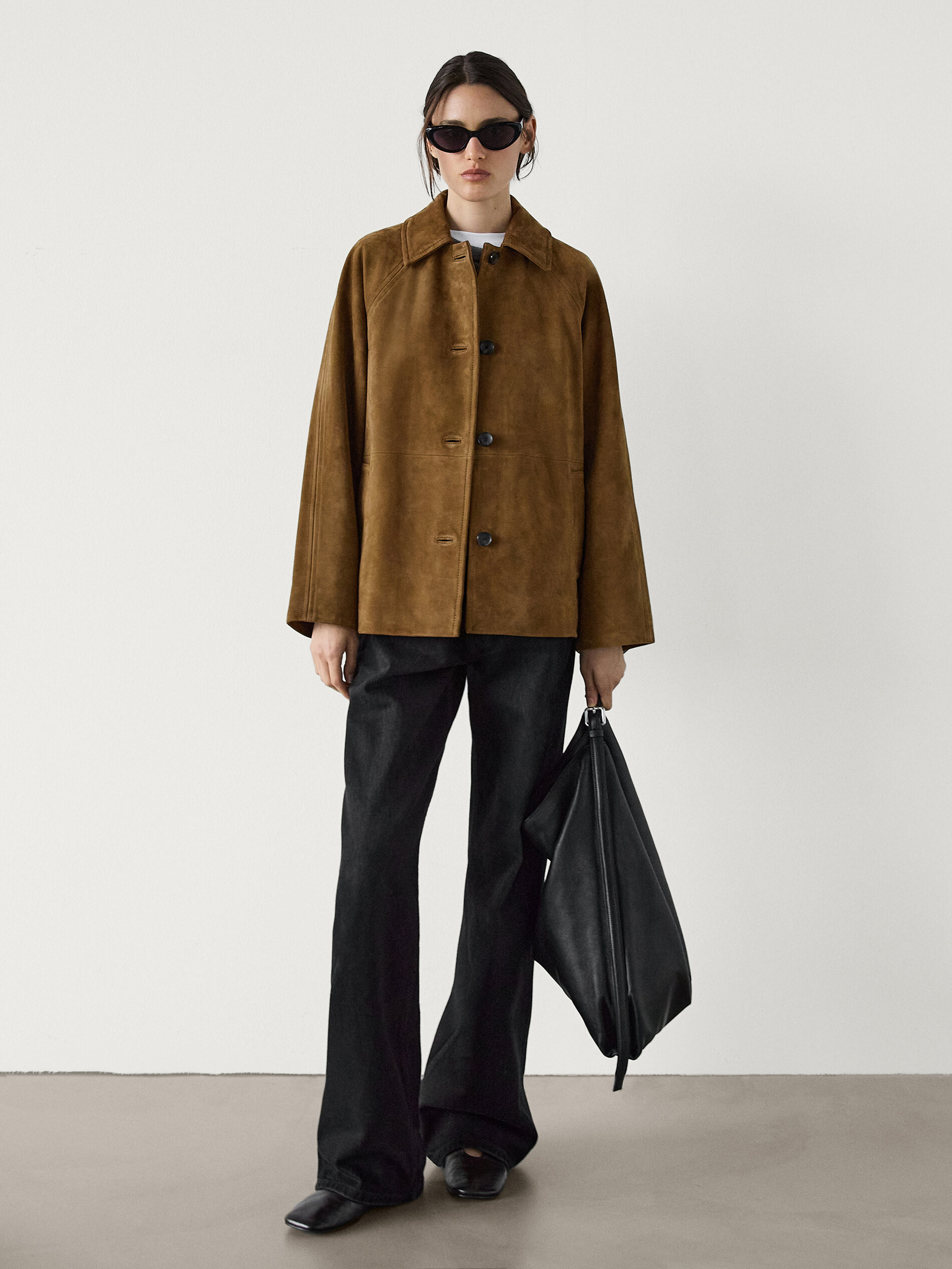 Leather nubuck jacket | Massimo Dutti US