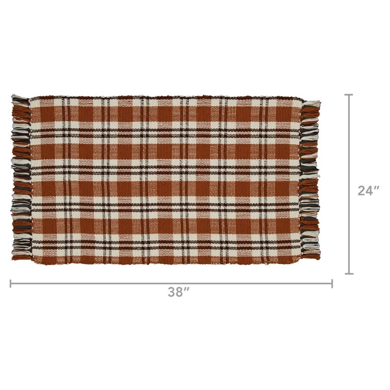 My Texas House Fall Taupe Plaid Indoor/Outdoor Layering Rug, 24" x 38" | Walmart (US)