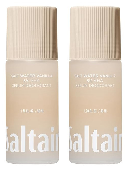 Saltair Serum Deodorant Salt Water Vanilla 2 Pack. 5% AHA Formula. Lactic Acid and Mandelic Acid Deodorant. Aluminum Free Odor Control for Women and Men. Travel Essentials, 2x 1.7oz Roll On 

 #LTKActive #LTKSaleAlert #LTKTravel