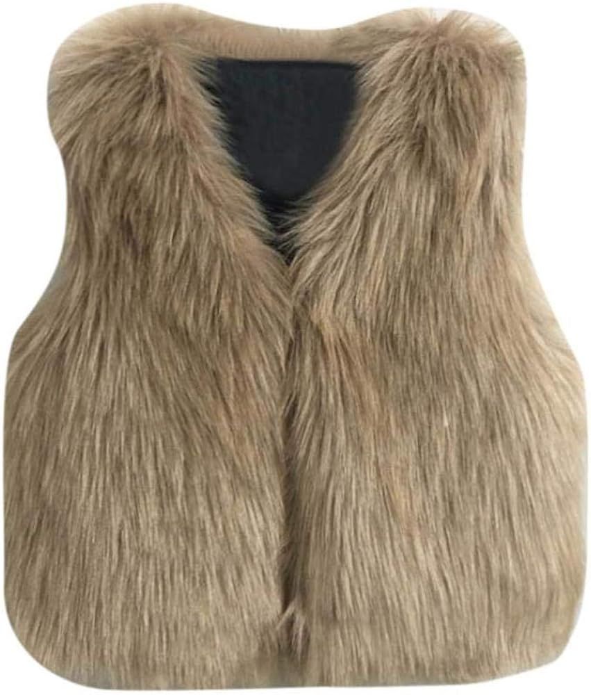 Toddler Baby Girls Kids Winter Warm Clothes Faux Fur Waistcoat Thick Coat Outwear Vest Tops 3-7 T | Amazon (US)