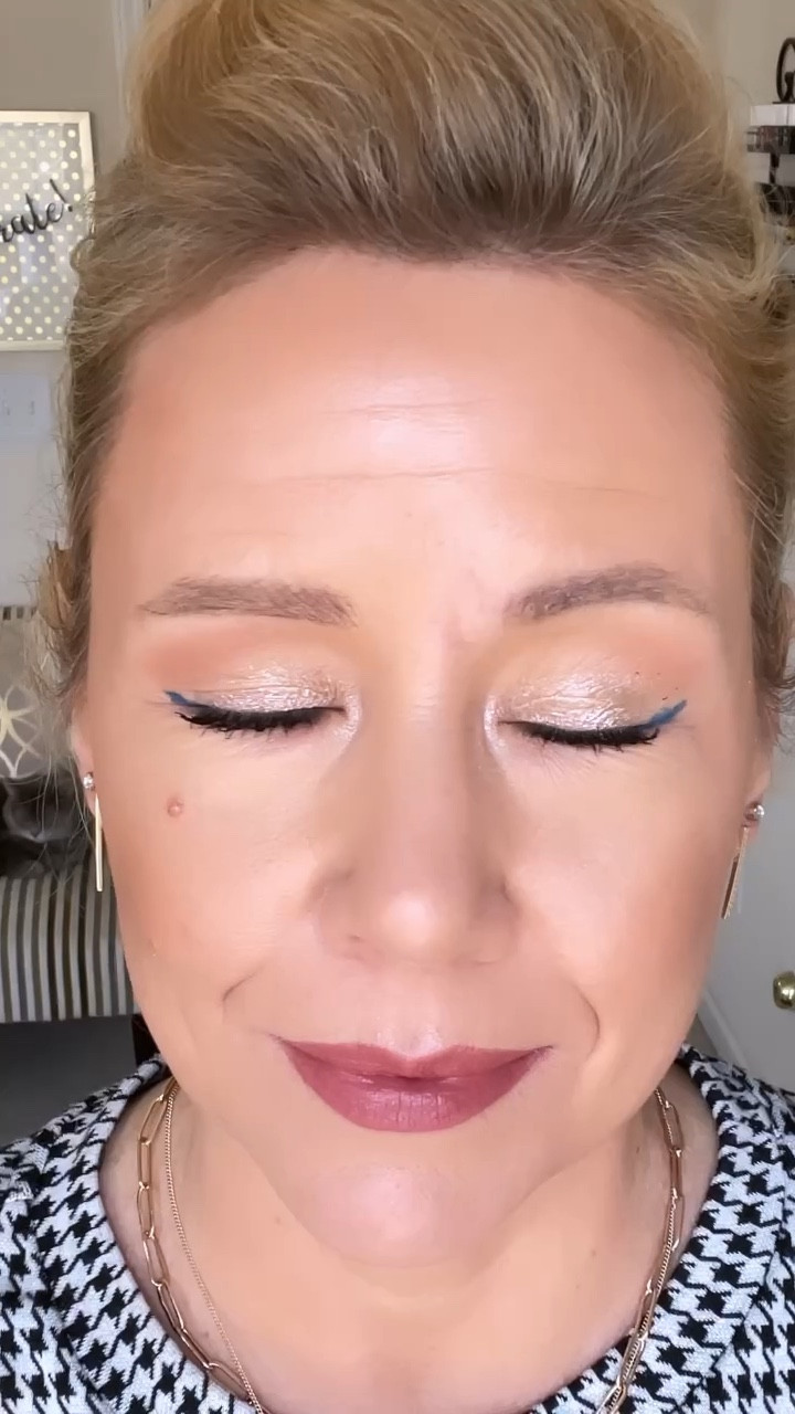 💙This blue eyeliner will look good on any eye color! The lipstick shade is so beautiful too-great for everyday and it is super long lasting. 🫦#makeupover40

#LTKparties #LTKbeauty #LTKover40