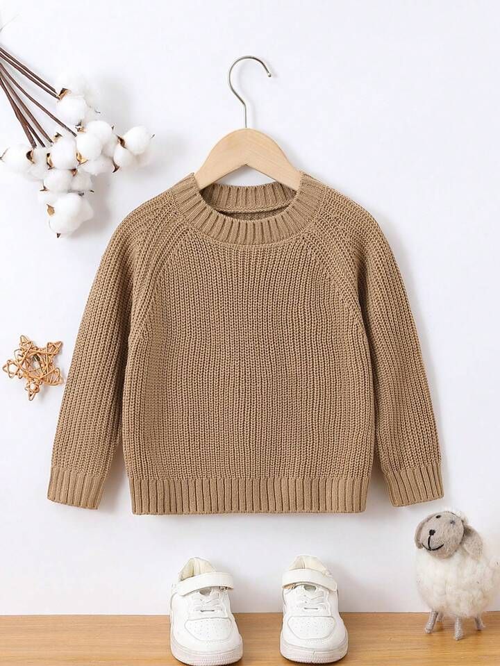 SHEIN Young Boy Raglan Sleeve Ribbed Knit Sweater | SHEIN