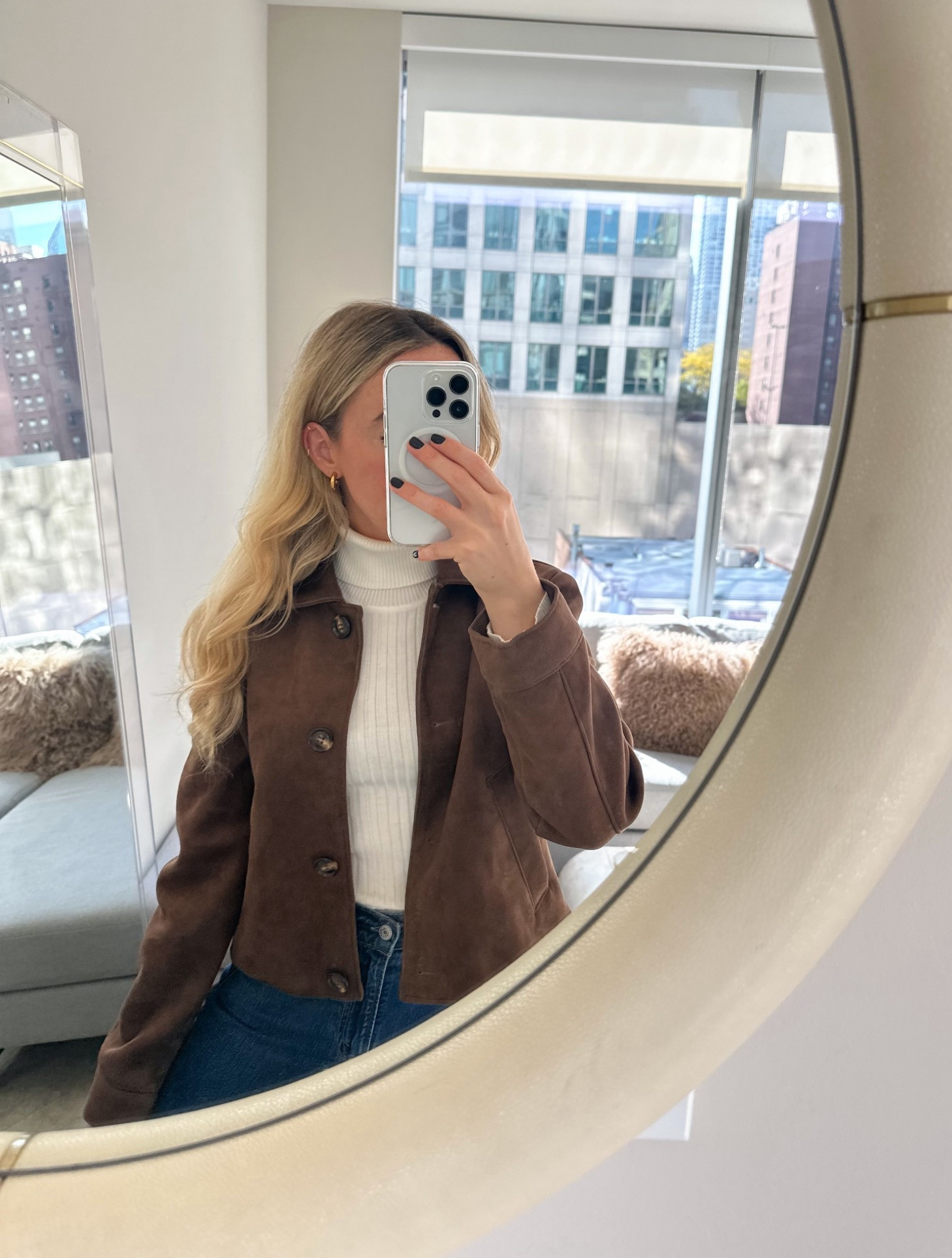 Chicago: Daily Outfit 

ootd style fashion, suede jacket, brown suede trend, ankle jeans, white sneakers, fall fashion, women’s winter outfit, Zara outfit, Zara jacket, suede waist length jacket, Abercrombie jeans, turtleneck, cold weather outfit 

#LTKgrwm #LTKootd #LTKdayinmylife