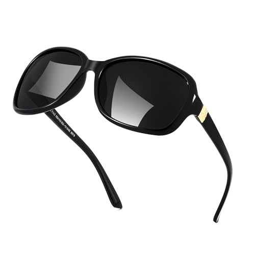 FEISEDY Polarized Sunglasses for Women Classic Vintage Square Wraparound UV400 Protection Shade B0309 Black/Grey | Amazon (US)