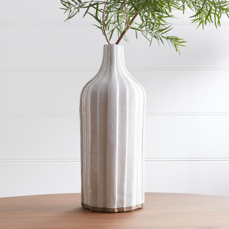 Faye 18" Cream Terra Cotta Vase + Reviews | Crate and Barrel | Crate & Barrel