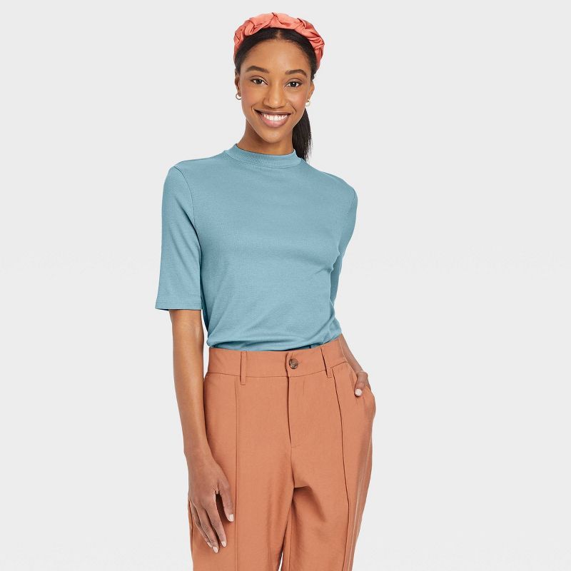 Women's Elbow Sleeve Mock Turtleneck T-Shirt - A New Day™ | Target