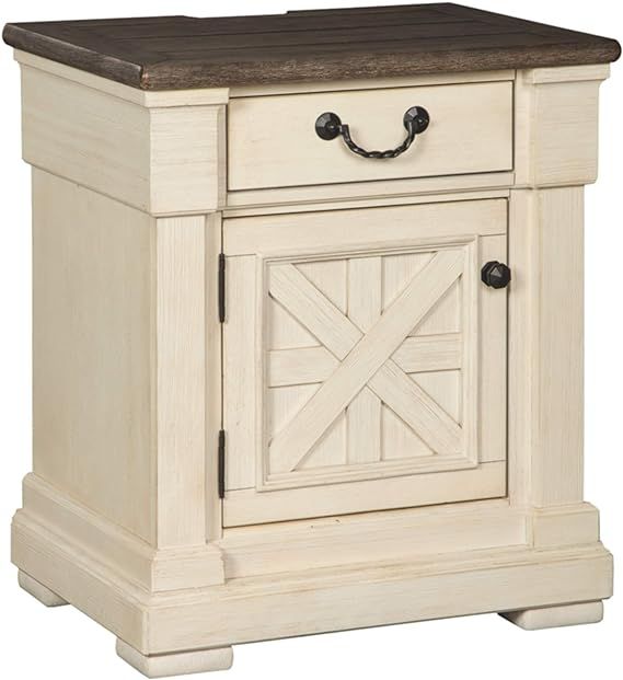 Ashley Furniture Signature Design - Bolanburg One Drawer Night Table with Cabinet - Vintage Casua... | Amazon (US)