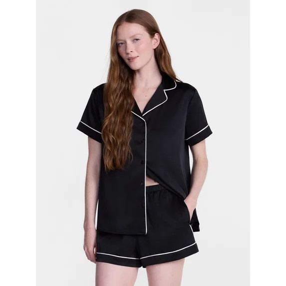 Joyspun Women’s Stretch Satin Sleep Top and Shorts, 2-Piece Set, Sizes XS to 3X | Walmart (US)