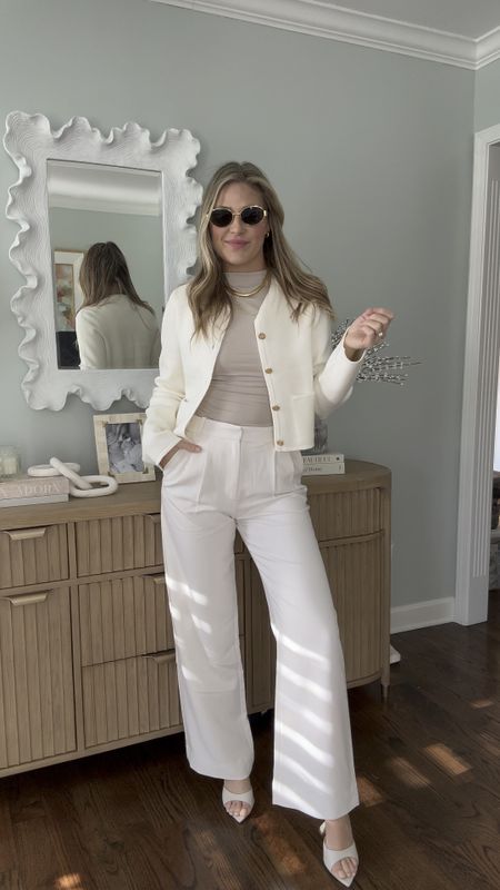 Abercrombie trouser pants are a must for this spring. White trousers are trending this year, for a clean old money look. Pair with a tank and a cute cardigan sweater! All of these pieces are from Abercrombie, great for a work to weekend outfit  

#LTKsalealert #LTKstyletip #LTKSpringSale