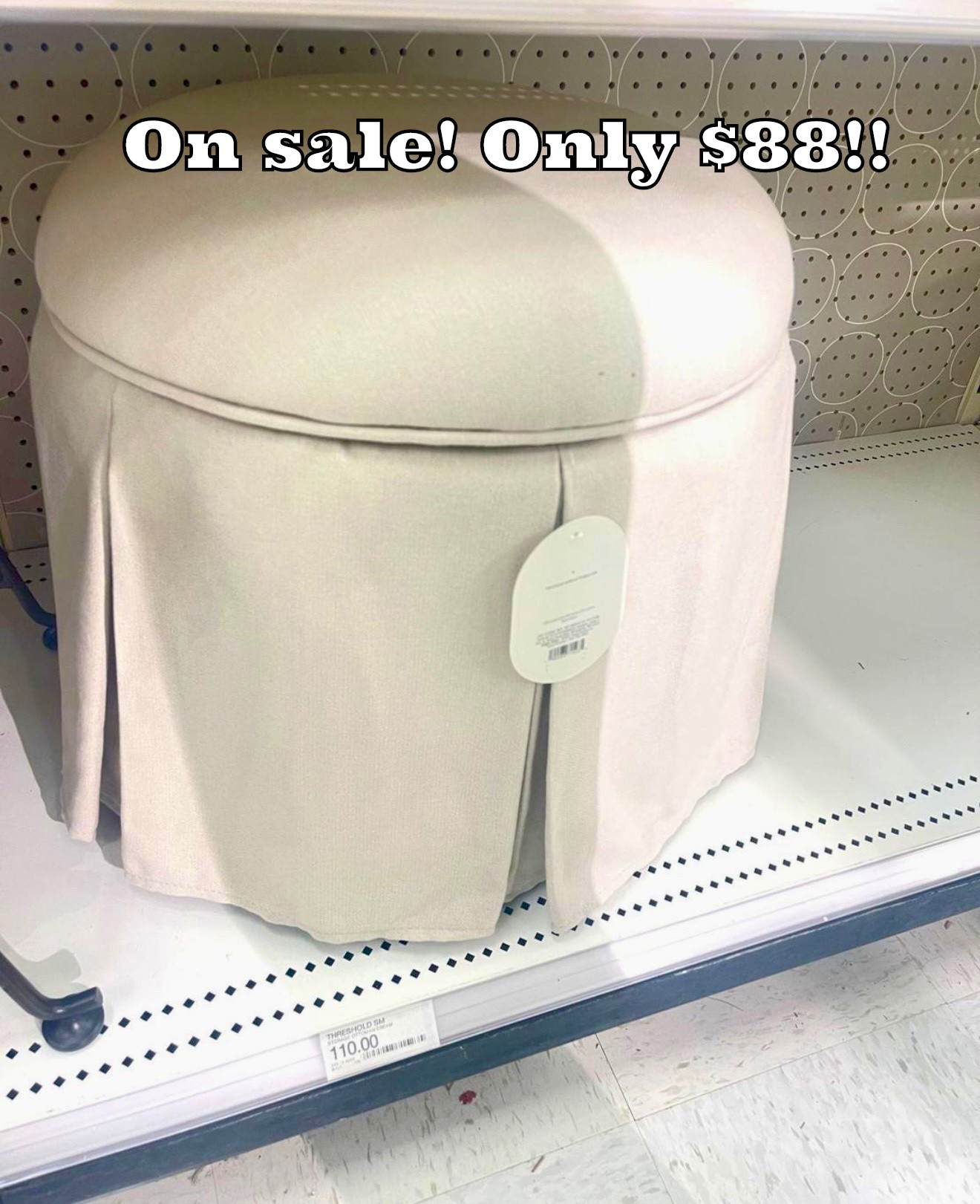 Polished neutral skirted ottoman! 

Target, target home, fall decor, entryway, ottoman