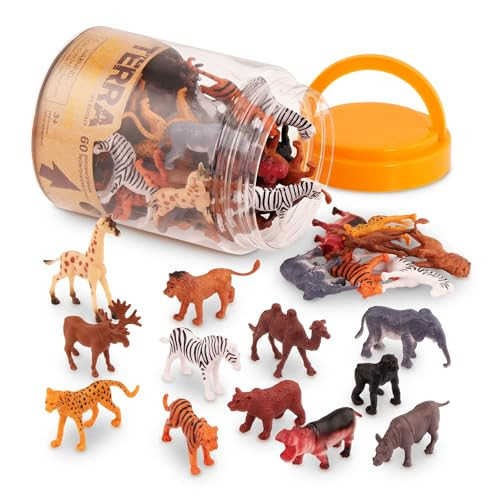 Terra by Battat – 60 Pieces Wild Creatures Tube – Realistic Mini Animal Figurines – Lion, Hippo, Tiger, Bear & More Safari Animals – Educational Toys for Kids & Toddlers 3+ Years | Amazon (US)
