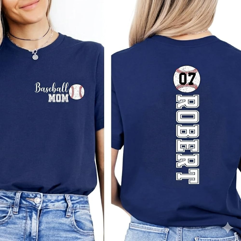 Baseball Soccer Football Mom Dad Shirt with Custom Name & Number, Grandma Grandpa Outfits for Gam... | Amazon (US)