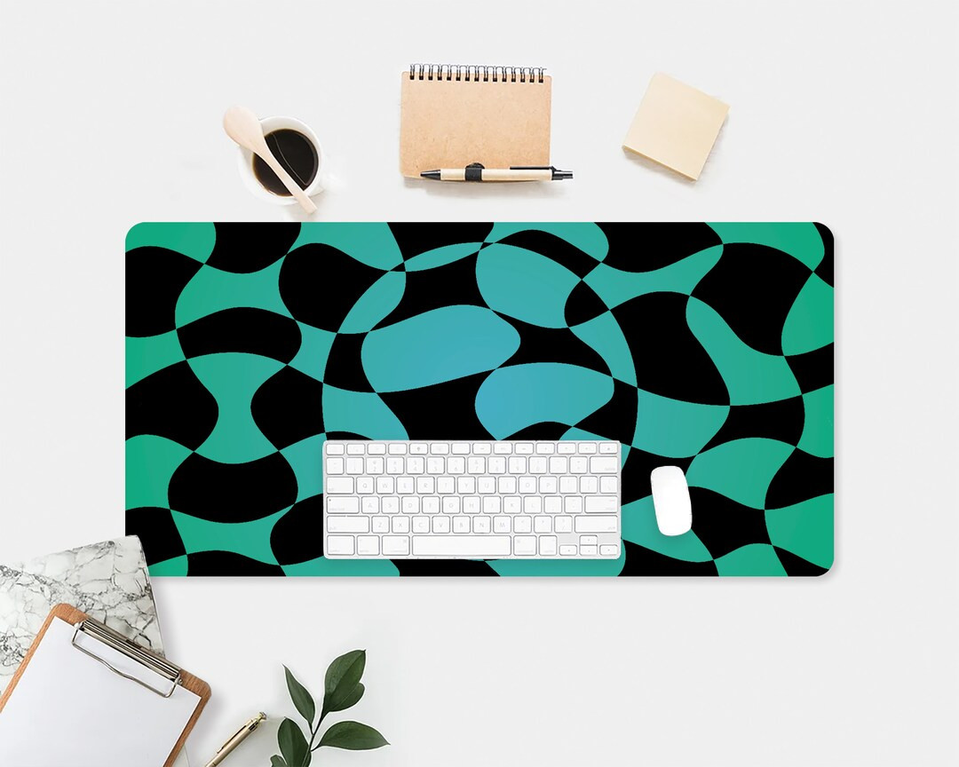 Wavy Checker Circle Print Desk Mat, Aesthetic Desk Accessory, Gamer Mat, Cool Workspace, Trippy D... | Etsy (US)