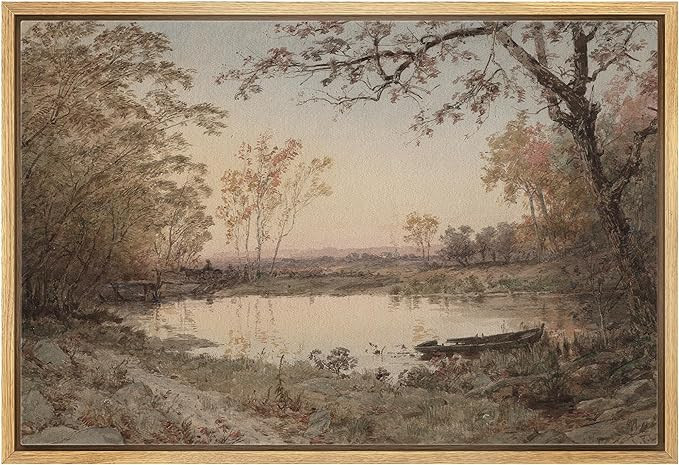 MUDECOR Framed Canvas Print Wall Art Rustic Country Farmhouse Forest Lake Nature Wilderness Antiq... | Amazon (US)