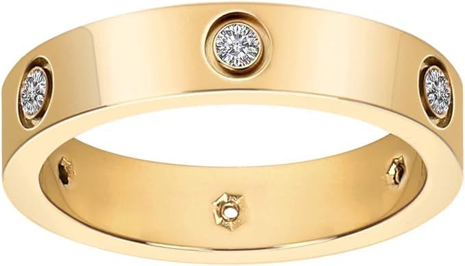 Fashion Classic 18K Gold Plated Titanium Steel Women Ring Best Gifts Couples Valentine's Day… | Amazon (US)