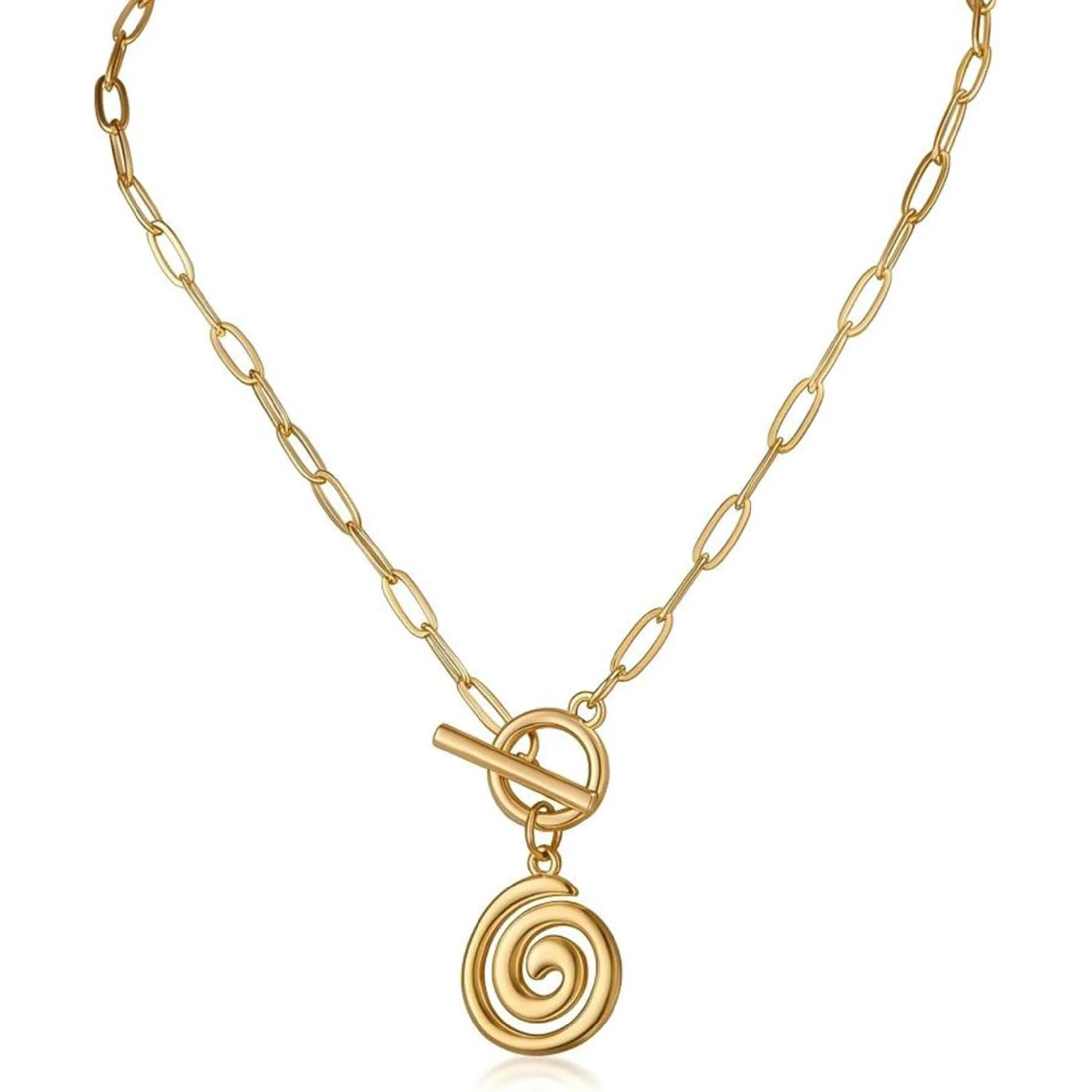 14K Gold Plated Paperclip Necklace for Women, Non-Tarnish Chunky Link Chain with Heart/Cross/Clov... | Walmart (US)