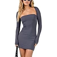 Casual Dress Women Strapless Ruched Mini Dress Sexy Backless Bandeau Tube Top Bodycon Dresses Printe | Walmart (US)
