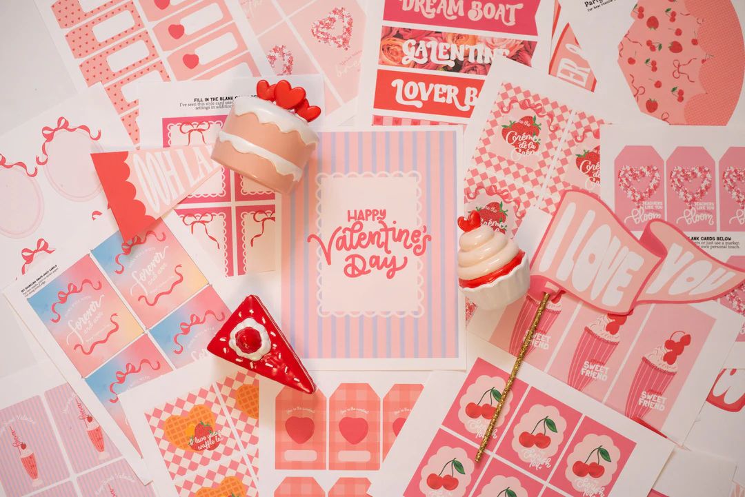 Coquette Valentine's Party Printable, Coquette Pennant Flags, Valentine Tags, Galentine Coquette ... | Etsy (US)