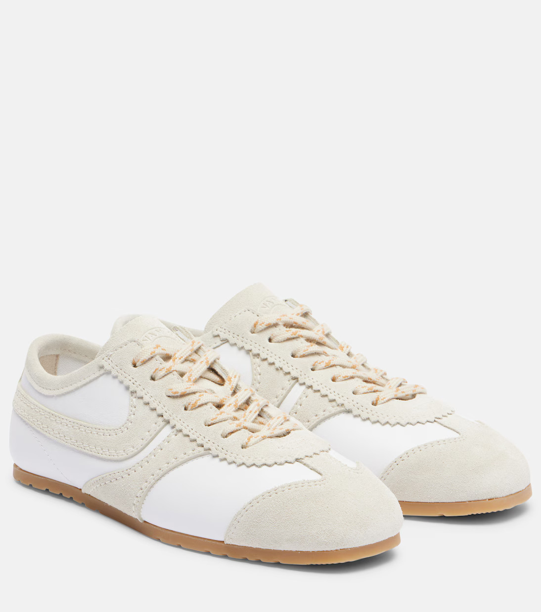 Suede-trimmed leather sneakers | Mytheresa (US/CA)