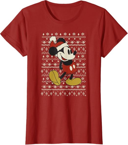 Disney Vintage Mickey Mouse Holiday T-Shirt | Amazon (US)