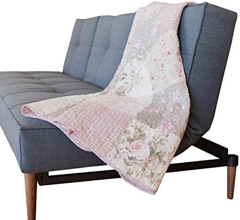SLPR Secret Garden Cotton Patchwork Quilted Throw - 127 x 152 cm | Floral Farmhouse Lap Quilt for... | Amazon (CA)