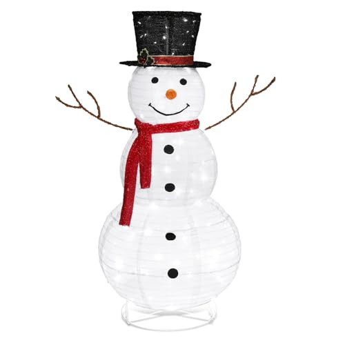 VINGLI Snowman Outdoor Christmas Decorations with 90 LED Lights, Lighted Snowman with Top Hat Holiday Ornaments Yard Decor for Home, Lawn and Front Yard-4 FT | Amazon (US)