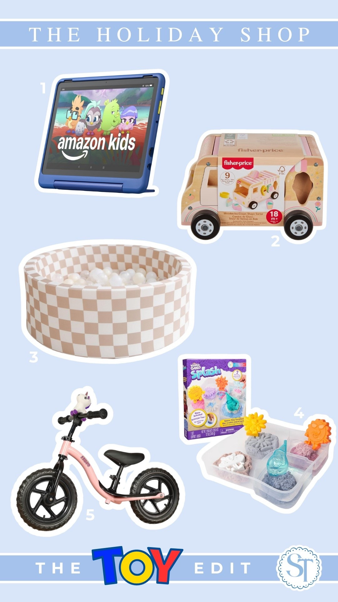 🎄 THE HOLIDAY SHOP: TOY EDIT 🎁


🧸 Top Toy Picks:
1. Amazon Fire HD 10 Kids Pro – Big screen, zero ads, full parental control. Perfect for curious minds ages 6–12! 💻

2. Fisher-Price Wooden Ice Cream Truck – Scoop up sweet learning fun with this adorable shape sorter for toddlers! 🍦

3. Baby Ball Pit with 150 Balls – Endless giggles, color fun, and energy release for babies & toddlers! 🎨

4. Kinetic Sand Splash Set – Magical color-changing sand + water play = hours of mess-free joy! 🏖️

5. KRIDDO Balance Bike – The cutest first ride for your little adventurer, ages 2–5. 🚲💖

⸻

🎅✨ The Holiday Toy Edit is here! From brain-boosting tablets to giggle-filled ball pits, these toys are Santa-approved favorites your kids will love unwrapping! 🎁💫

Shop the full list now! ⬇️
#HolidayToys #GiftGuide #KidsChristmasGifts

#LTKGiftGuide #LTKHoliday #LTKKids